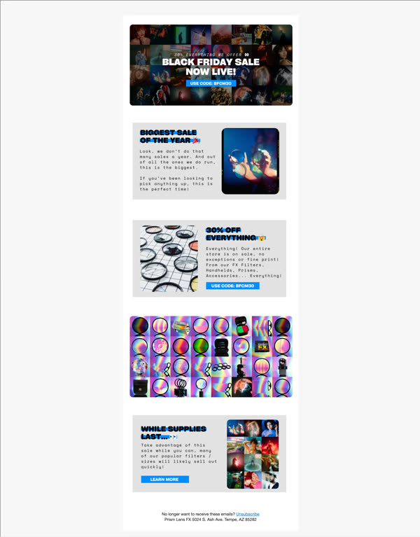 Prism Lens FX Promo email